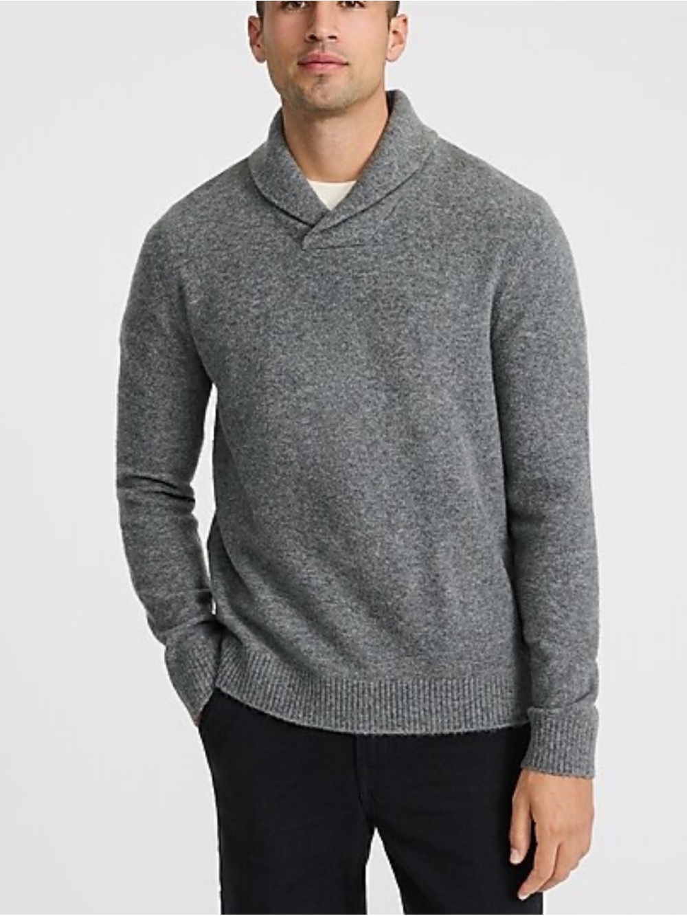Express Men's Gray Shawl-Collar Turtleneck Sweater